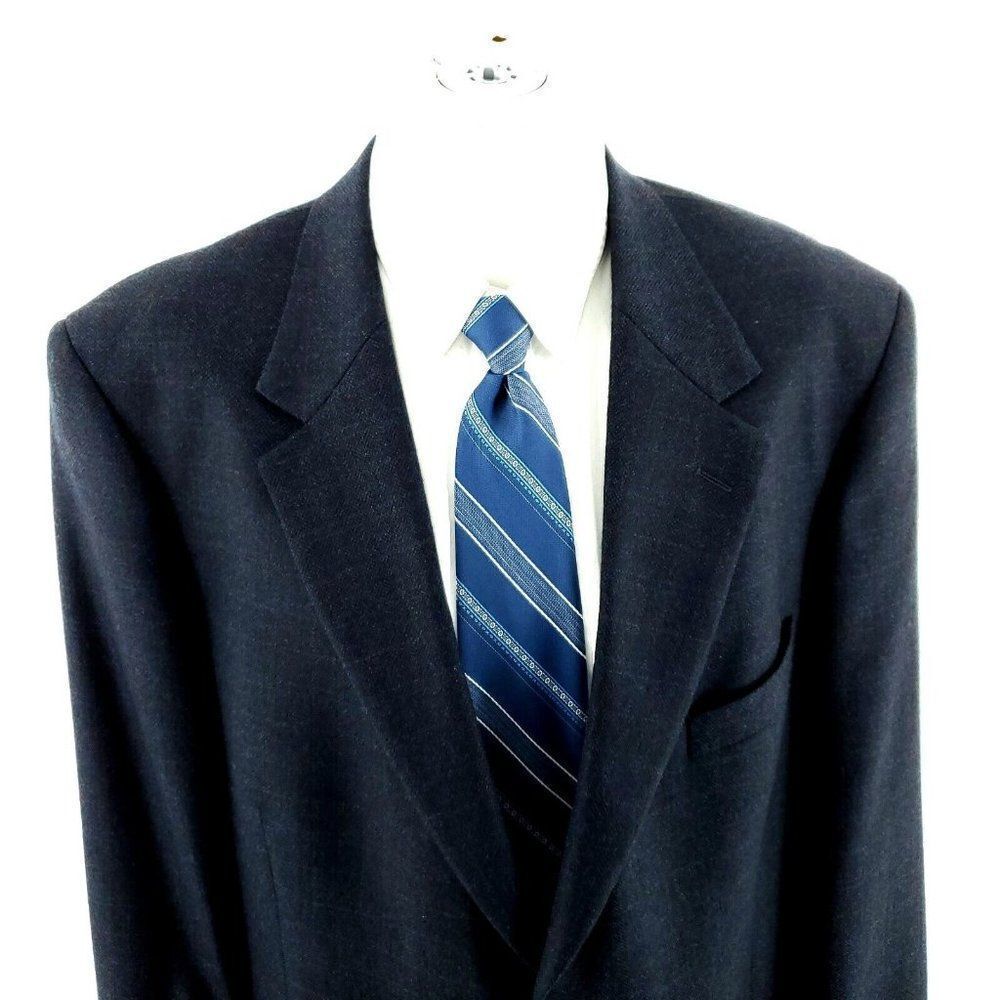 Oak Creek Tweed Lambswool 2 Button‎ Sport Coat 44R Blue Check Red Tan Windowpane
